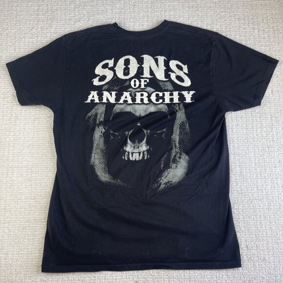 2013 Sons of Anarchy SOA SAMCRO Grim Reaper Black T-Shirt Road Gear Size L READ - Picture 1 of 15